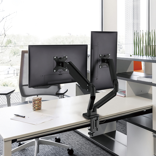 Deltaco Office Premium Gas Spring - monitor arm, black, 17&quot;-32&quot;, 2x8Kg