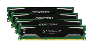 Crucial 16GB (4x4GB) Ballistix Sport, DDR3 1600MT/s CL9 - Blue