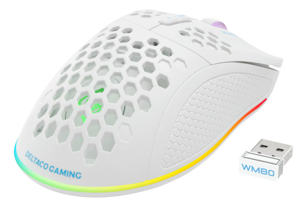 Deltaco Gaming White Line WM80 -wireless lightweight gaming mouse, white