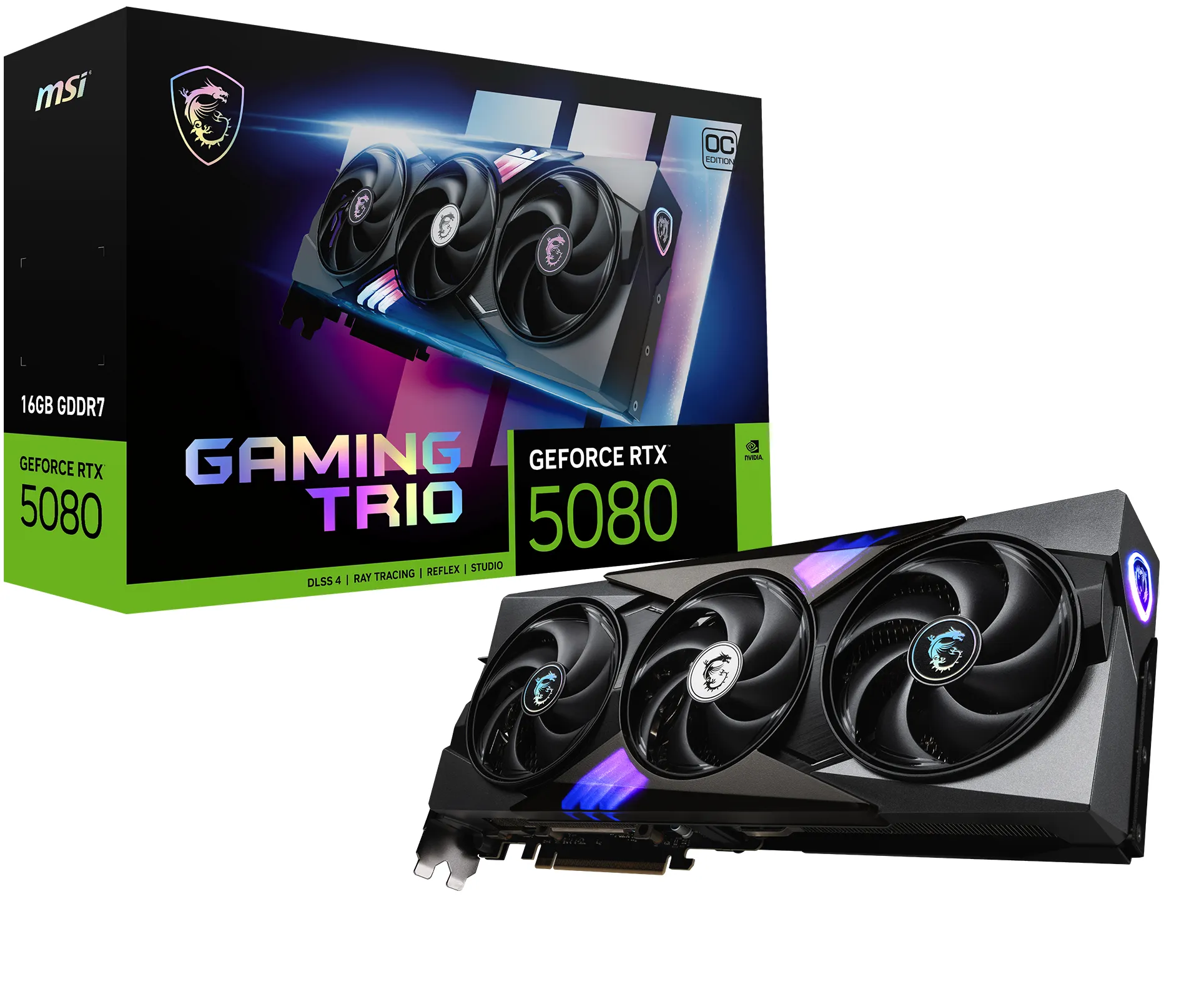MSI GeForce RTX 5080 Gaming Trio OC 16 Gt GDDR7 -näytönohjain