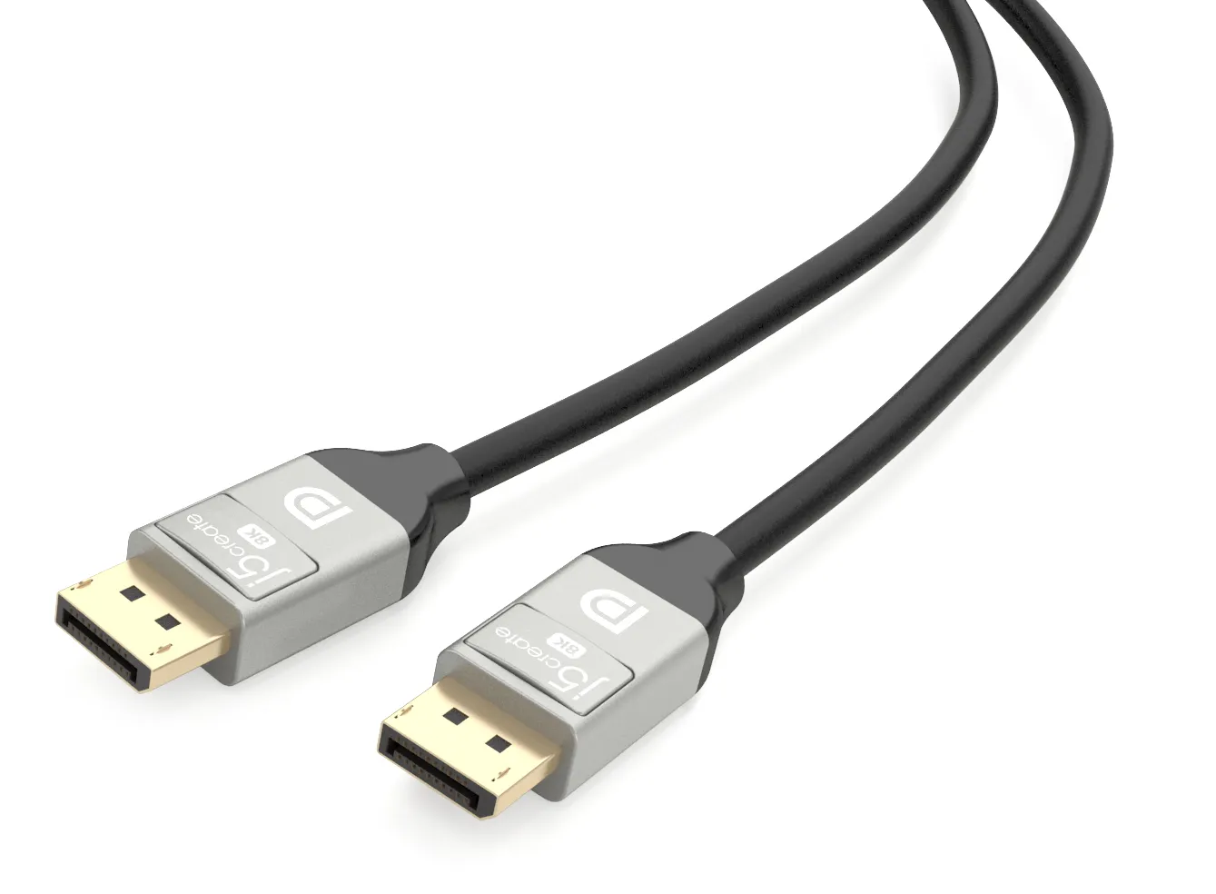 j5create JDC43-N DisplayPort 1.4 cable, 8K, 2 m, Black/Grey