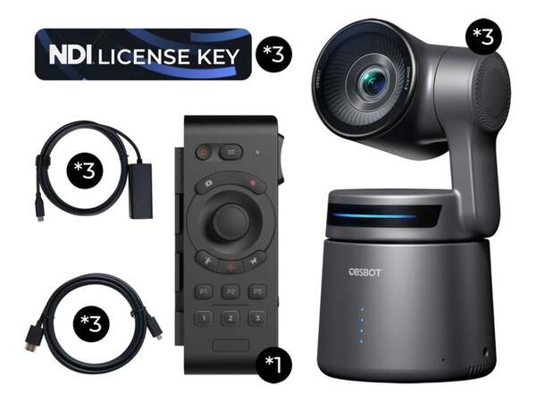 OBSBOT Tail Air Multicam Combo 4K UHD, AI-tracking ptz-konferenskamera, svart
