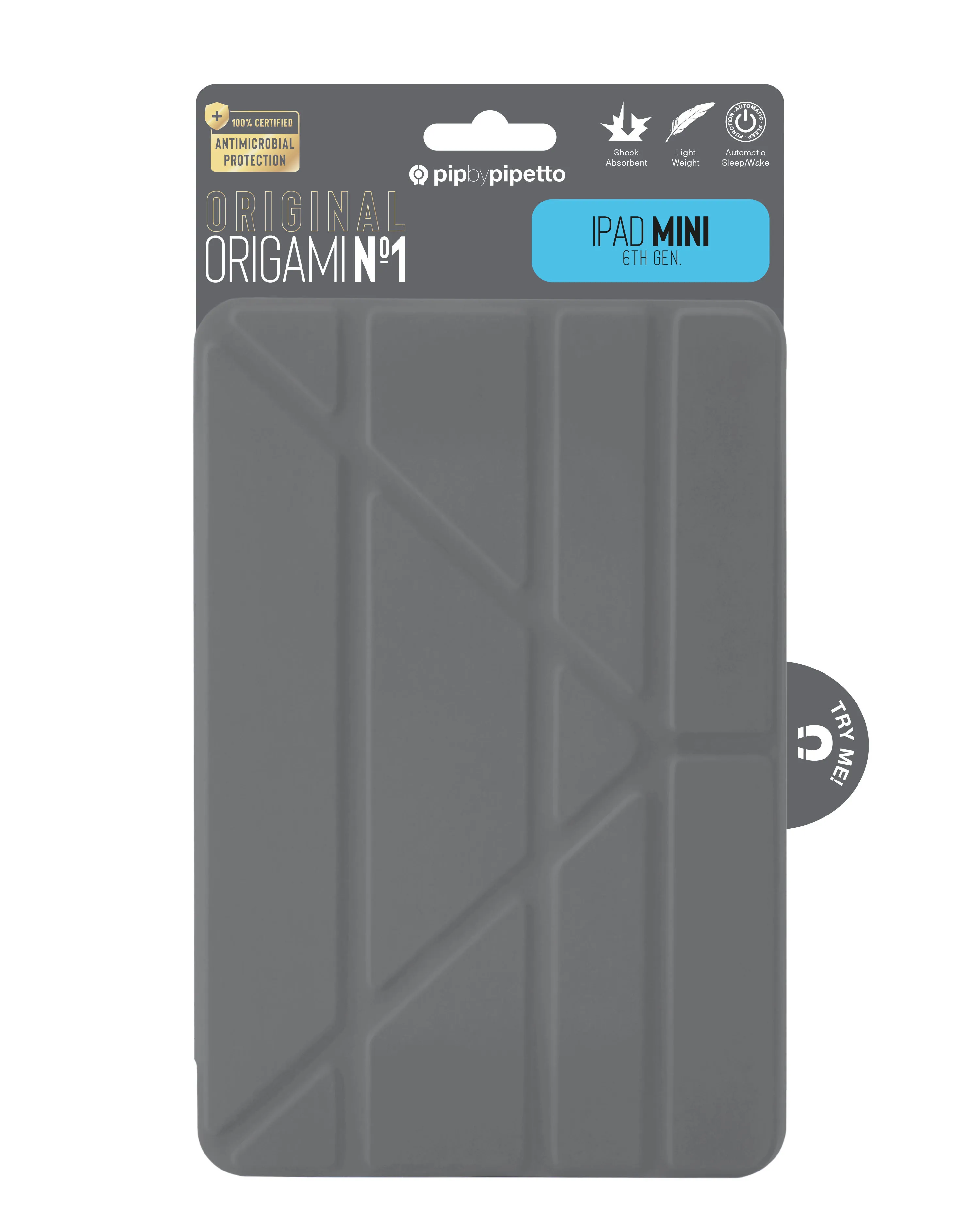 Pipetto Origami No1, iPad mini 6 - skyddsfodral, M&ouml;rkgr&aring;