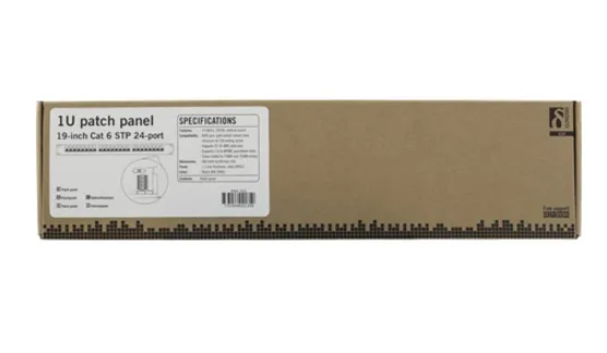 DELTACO 19" patchpanel, 24xRJ45, Cat6, 10Gbps, 1U, STP, metall, svart