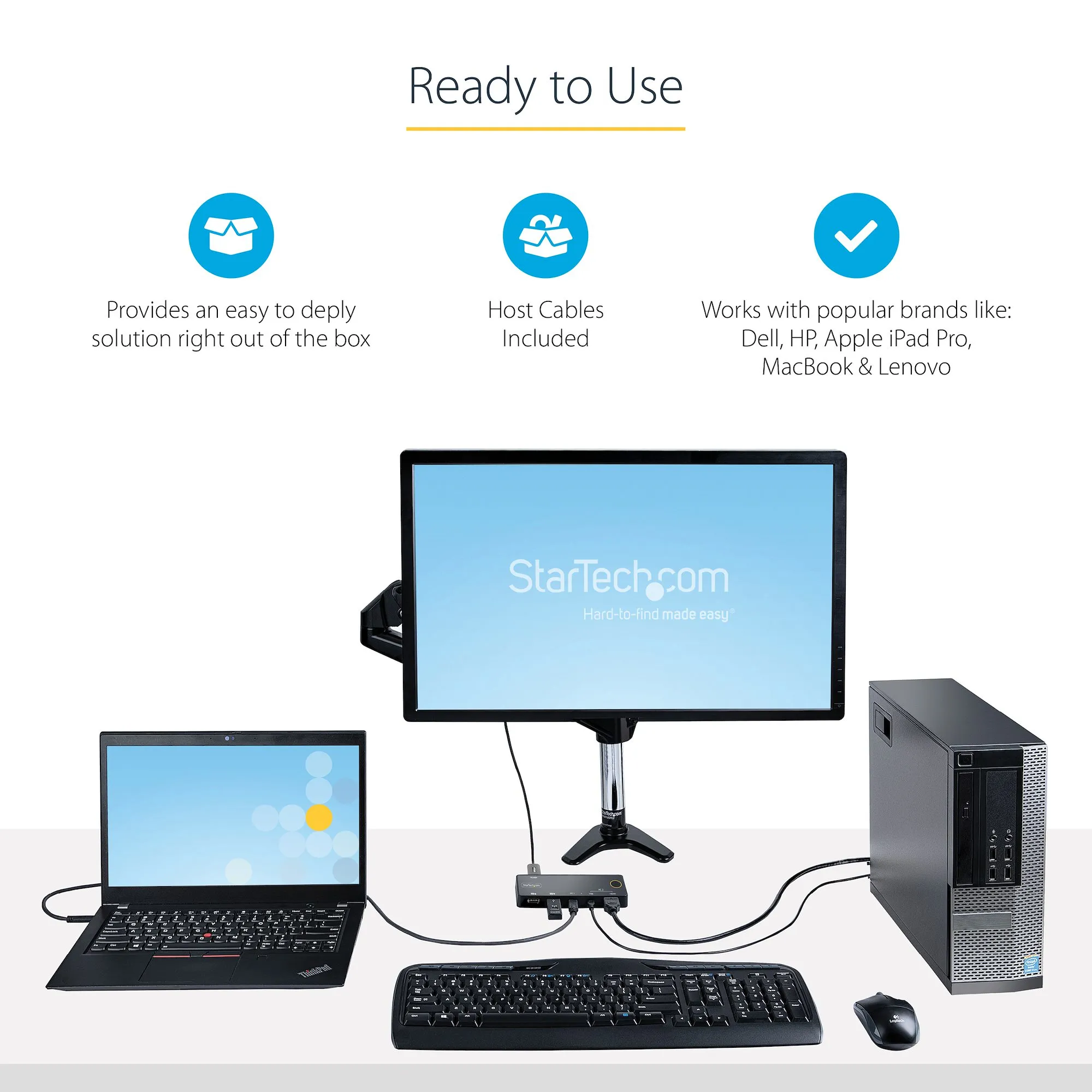 Startech 2 Port USB-A + HDMI/USB-C 4K KVM -kytkin