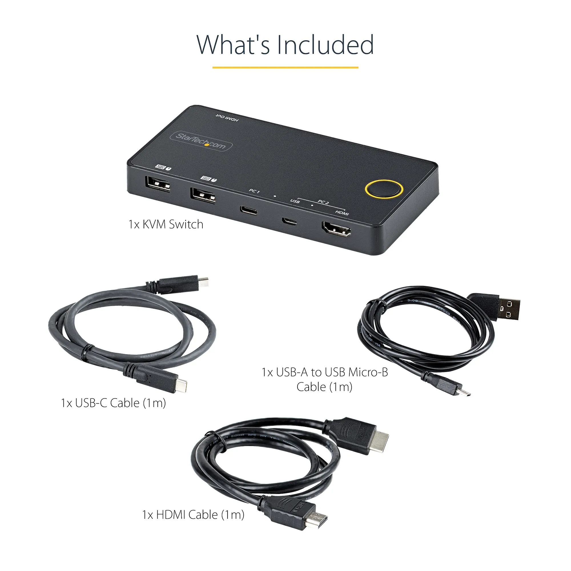 Startech 2 Port USB-A + HDMI/USB-C 4K KVM -kytkin