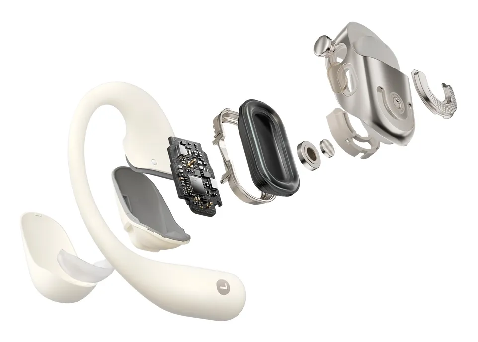 Shokz OpenFit 2 -langattomat korvasankakuulokkeet, Beige