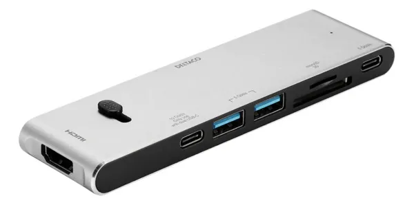 Deltaco HDMI/SD/mSD PD 85W, USB-C-telakka
