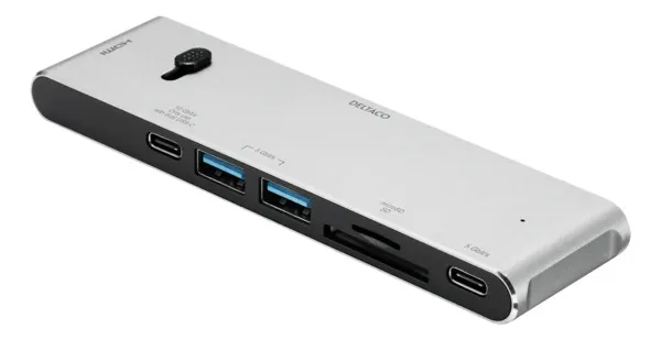 Deltaco HDMI/SD/mSD PD 85W, USB-C-telakka