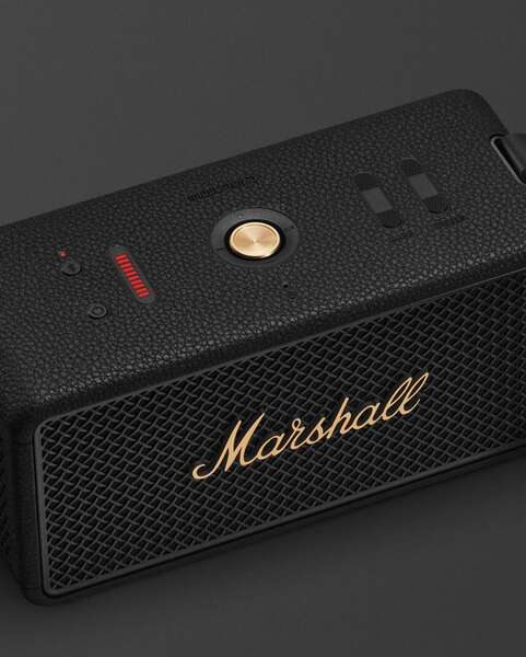 (Fyndh&ouml;rnan) Marshall Middleton II Bluetooth b&auml;rbar h&ouml;gtalare, svart och m&auml;ssing
