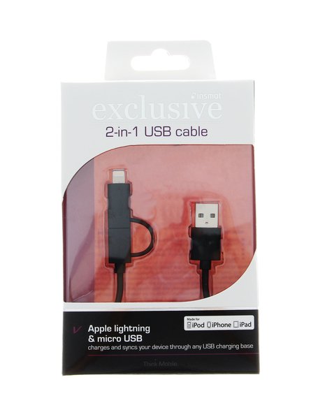 Insmat 2-in-1 USB to MFI Lightning/mUSB Sync