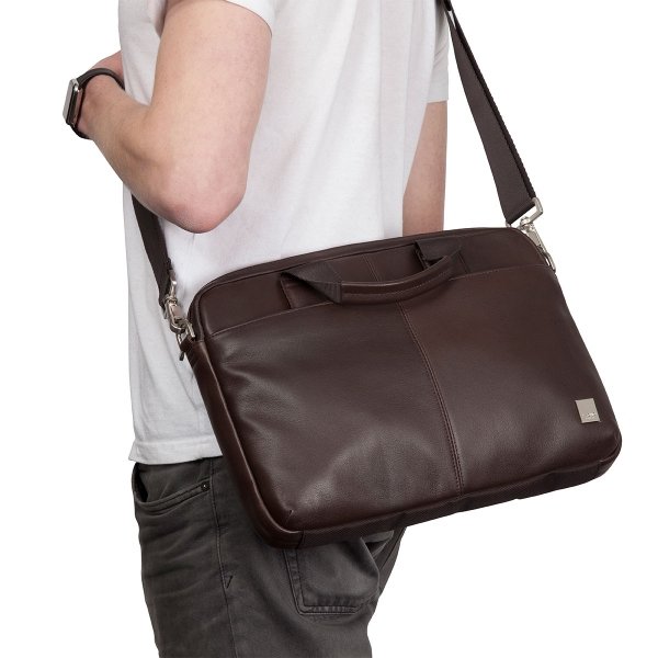 KNOMO STANFORD Full Leather Slim Laptop Carrier 13inch Brown