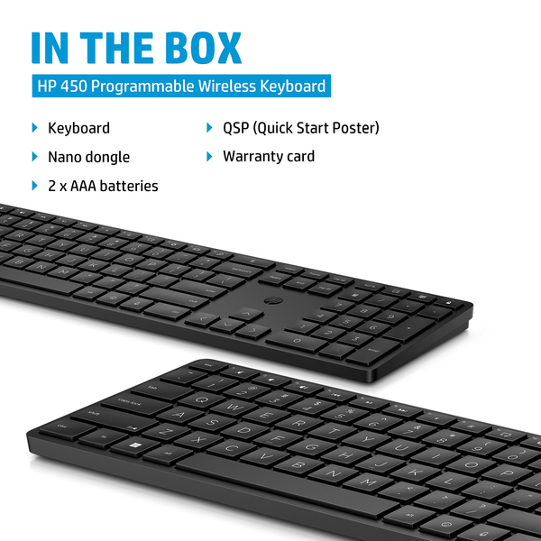 HP 450 Wireless Keyboard, Black - Nordic (Consumer)