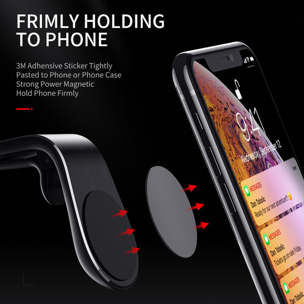 GEAR Magneettinen Puhelinpidike Musta Kulma Pidike Tuuletusaukkoon