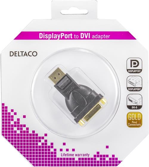 DisplayPort - DVI-I Single Link sovitin, 20-pin uros - 24+5-pin na