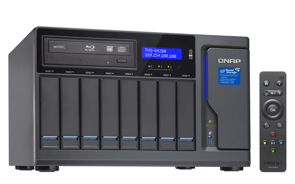 QNAP TVS-882BR-ODD-i5-16G 8-bay NAS 1 xBlu-ray optical drive bundlled Core i5-7500 3.4 GHz 16GB RAM 4-LAN iSCSI RAID