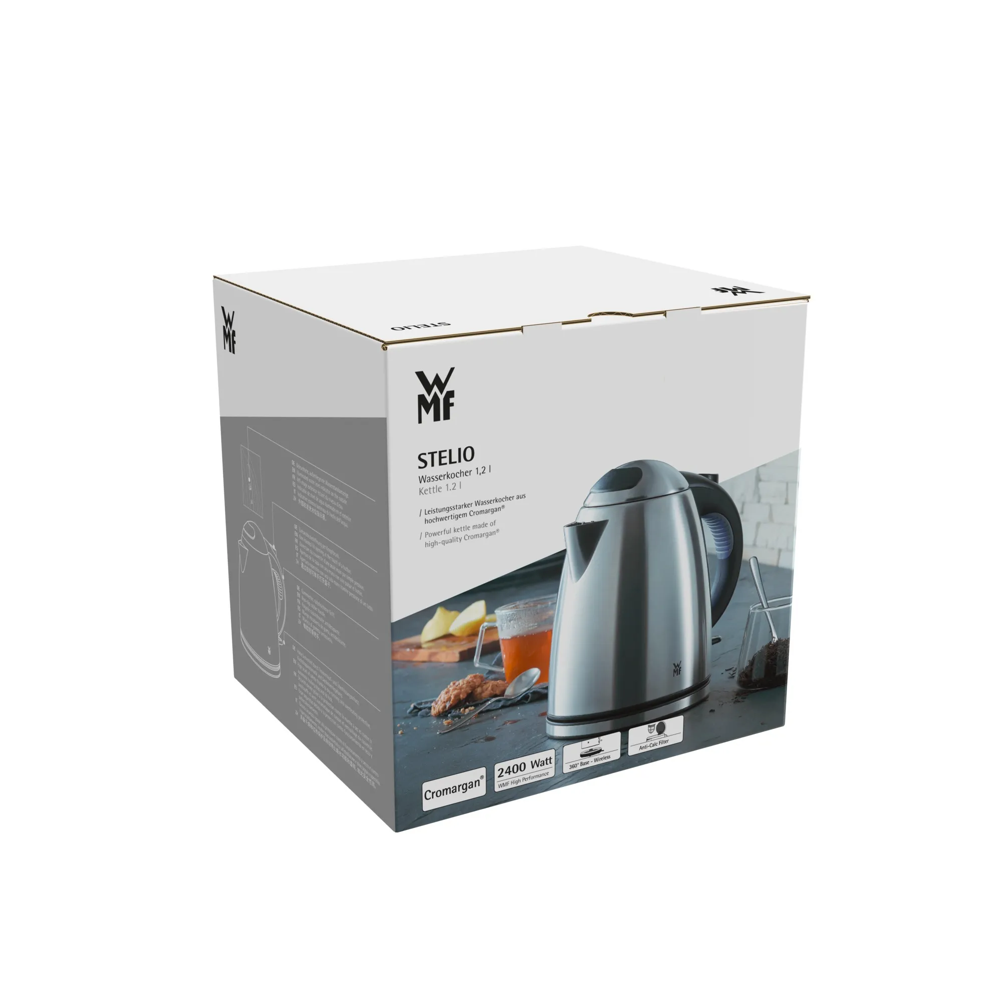 WMF Stelio -vedenkeitin, 1,2 l, 2400 W, musta/ruostumaton ter&auml;s