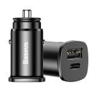 Baseus PPS Car Charger with USB and USB-C plug, black