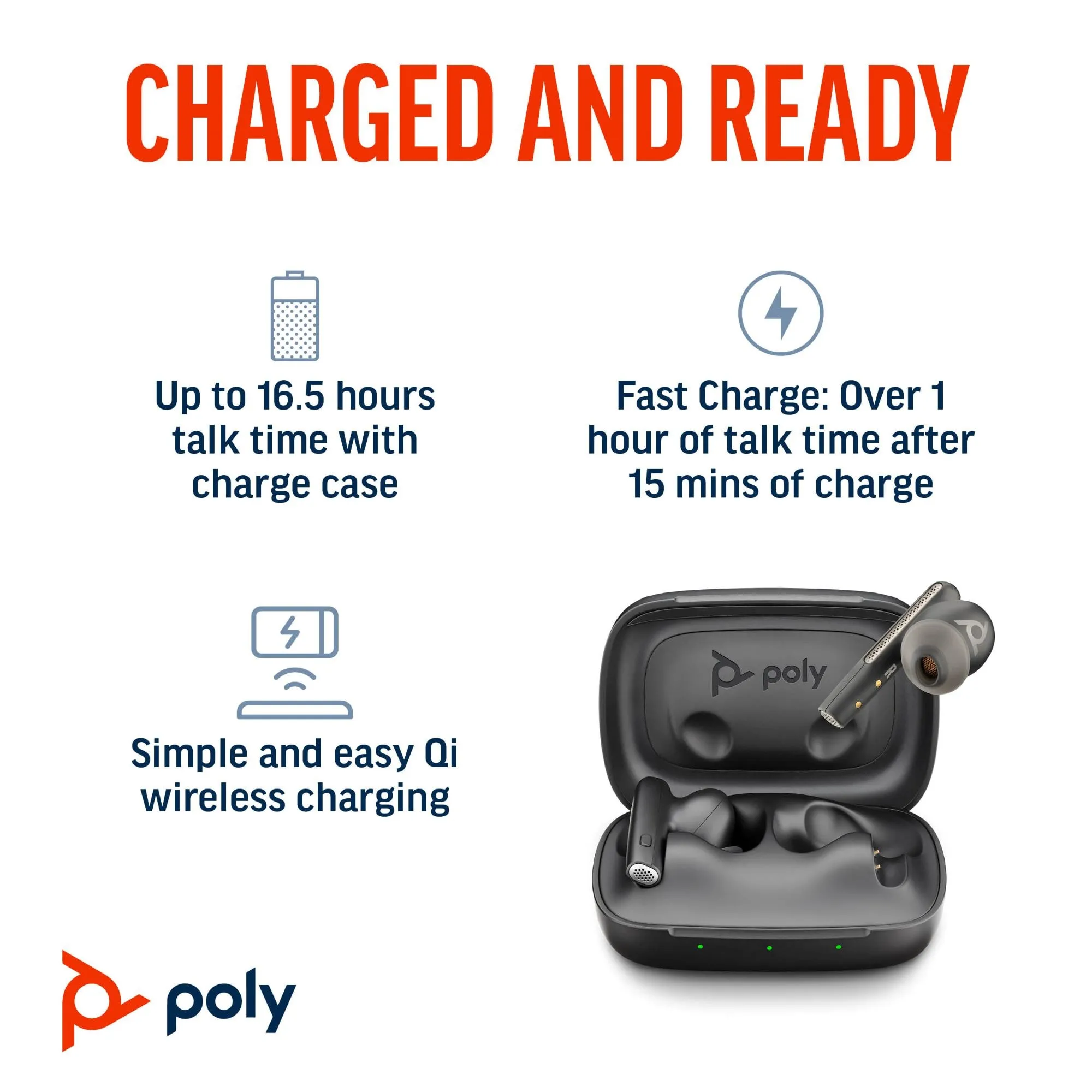 Poly voyager free 60+ UC bluetooth -earbuds, black