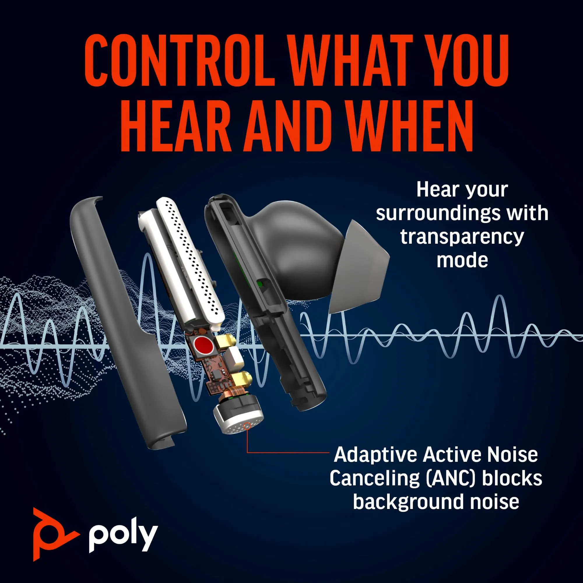Poly Voyager Free 60 UC bluetooth -nappikuulokkeet, musta
