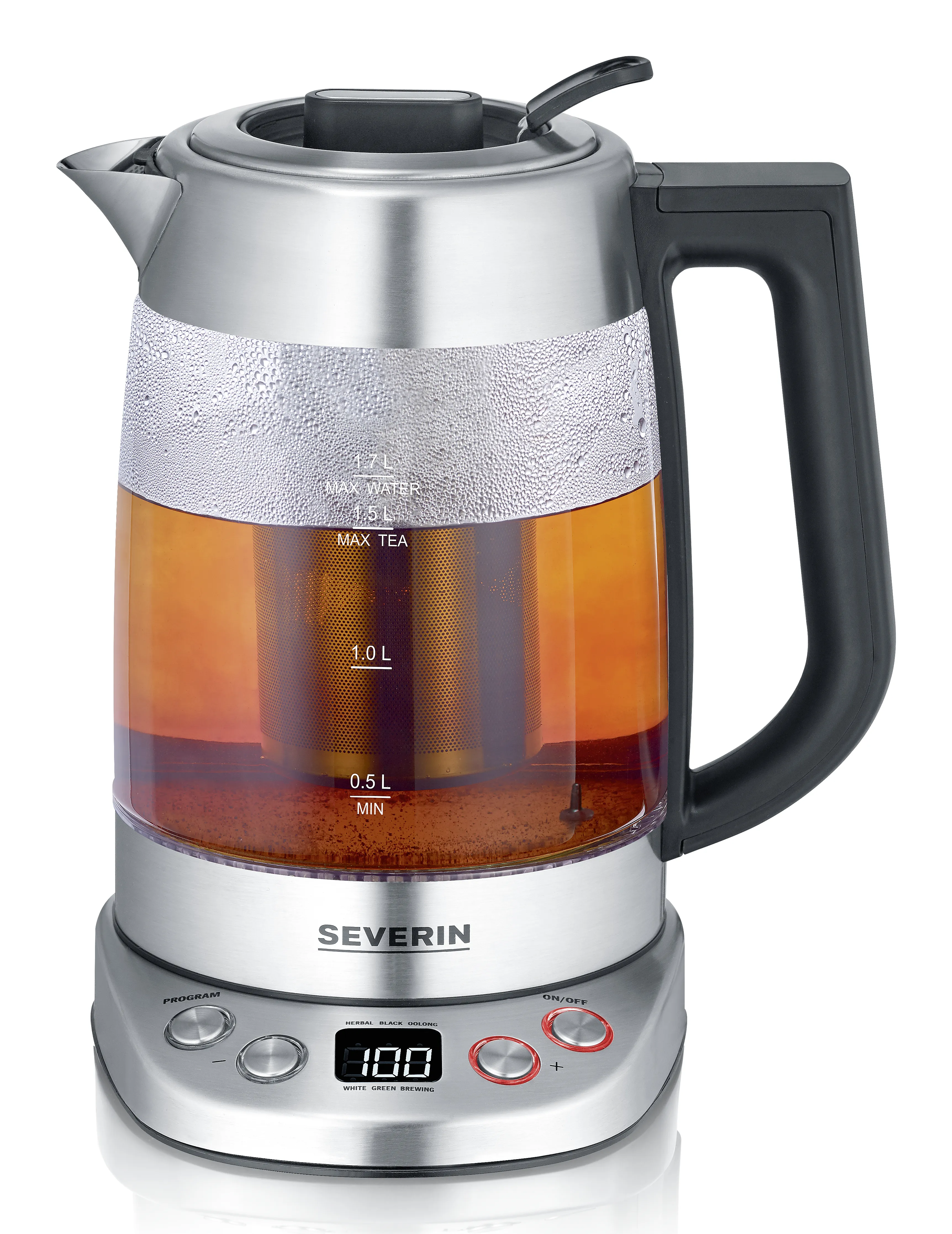 Severin Glass Tea/Kettle Deluxe WK 3480 (stainless steel/transparent, 1.7 liters)