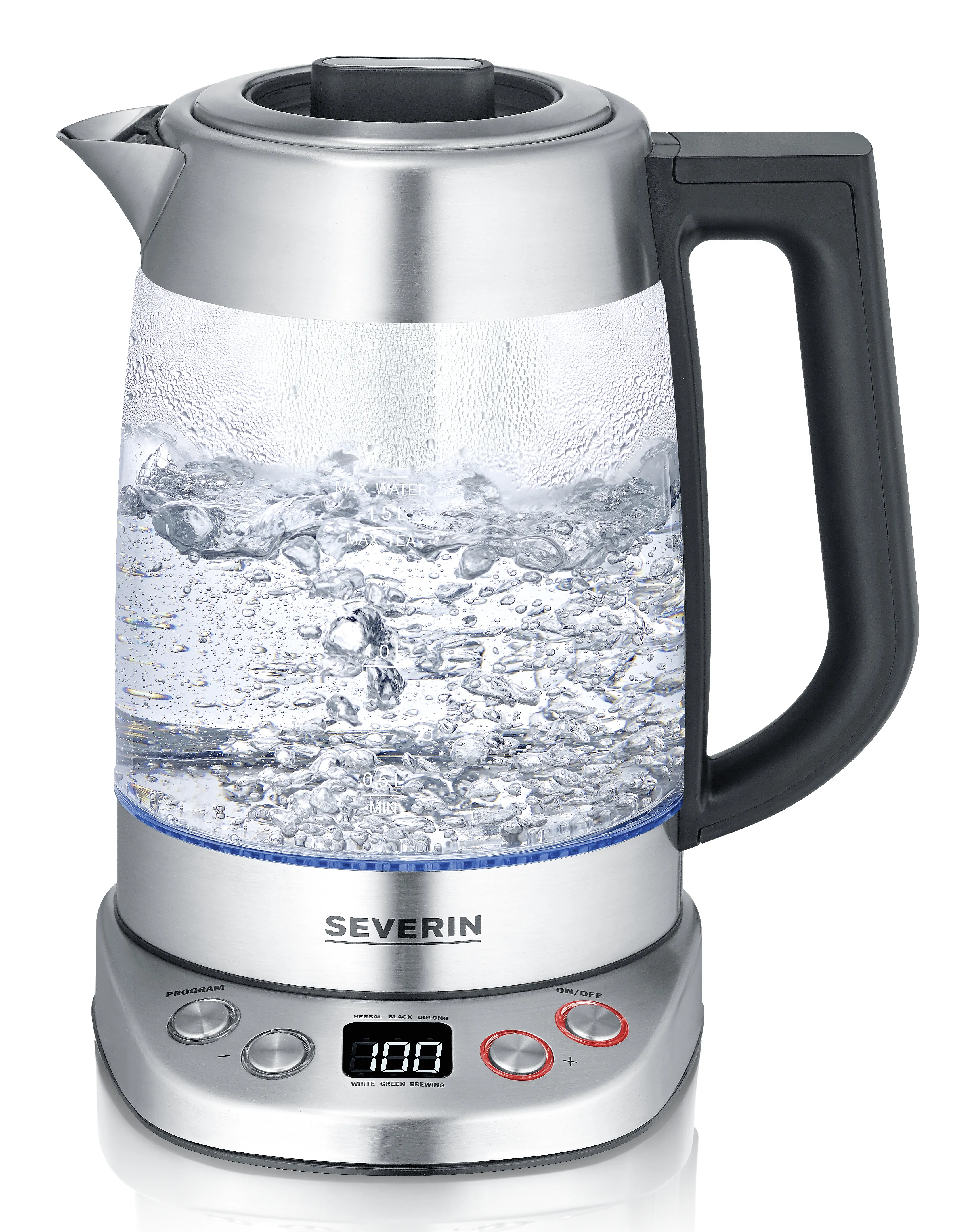 Severin Glass Tea/Kettle Deluxe WK 3480 (stainless steel/transparent, 1.7 liters)