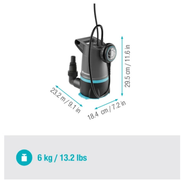 Gardena 20000 Basic 2in1 - dränkbar pump för smutsigt/klart vatten
