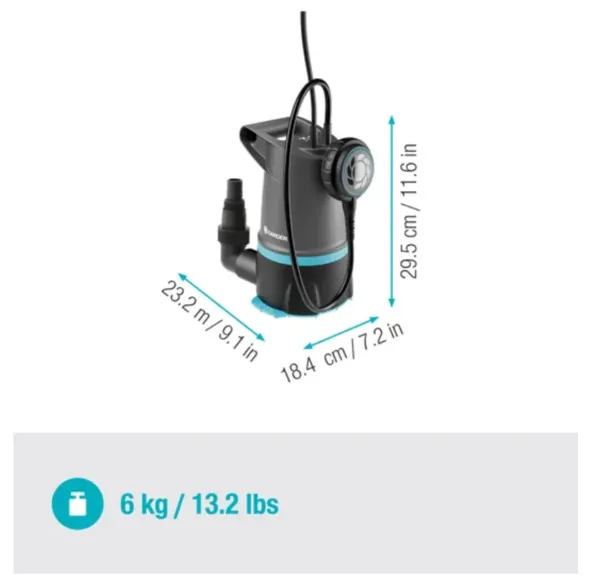 Gardena 20000 Basic 2in1 - dränkbar pump för smutsigt/klart vatten
