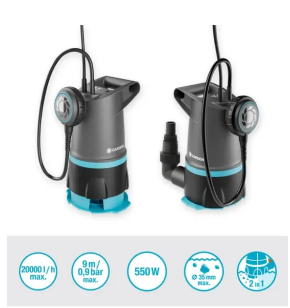 Gardena 20000 Basic 2in1 - dränkbar pump för smutsigt/klart vatten