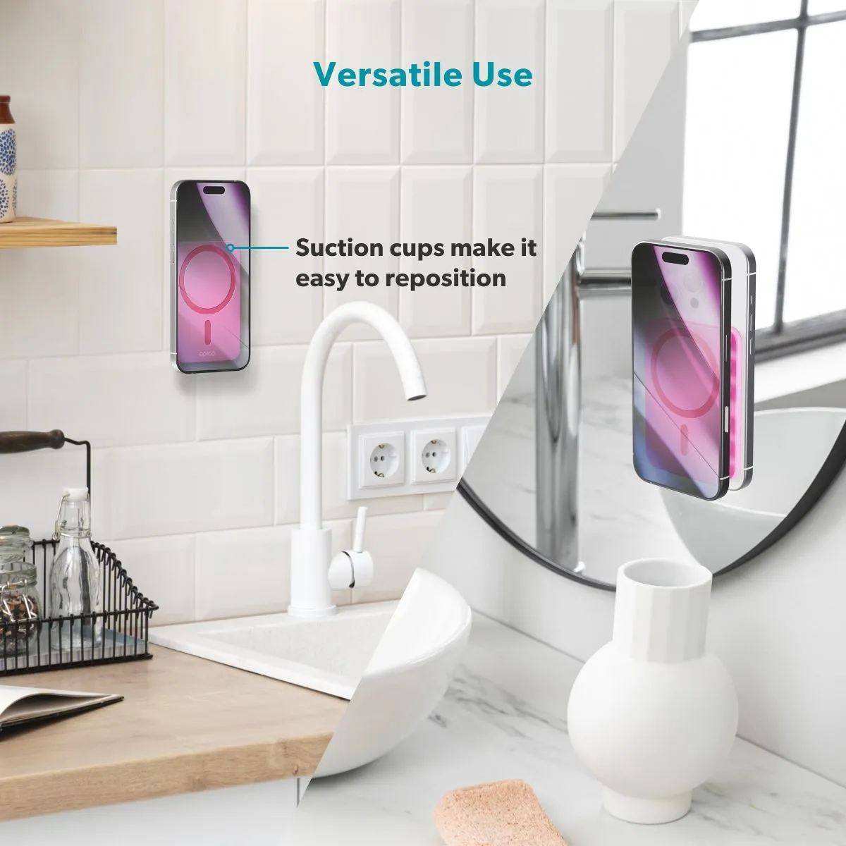 Epico Mag+ Suction Phone Holder MagSafe Compatible | Pink | Versatile Use