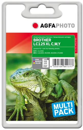 AGFAPHOTO LC125XL -mustekasettipakkaus, syaani/magenta/keltainen, 3 kpl