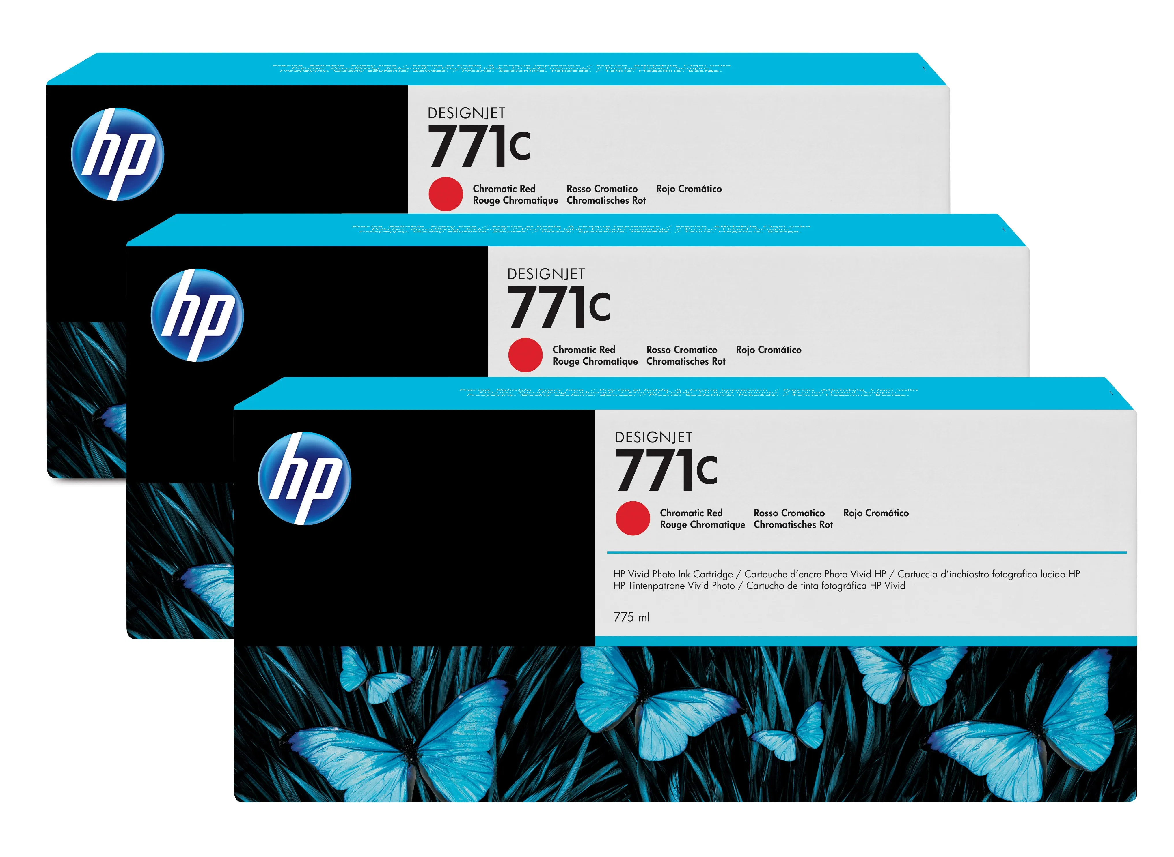 HP 771C Ink cartridge kit, 775 ml, Chromatic Red, 3 pcs
