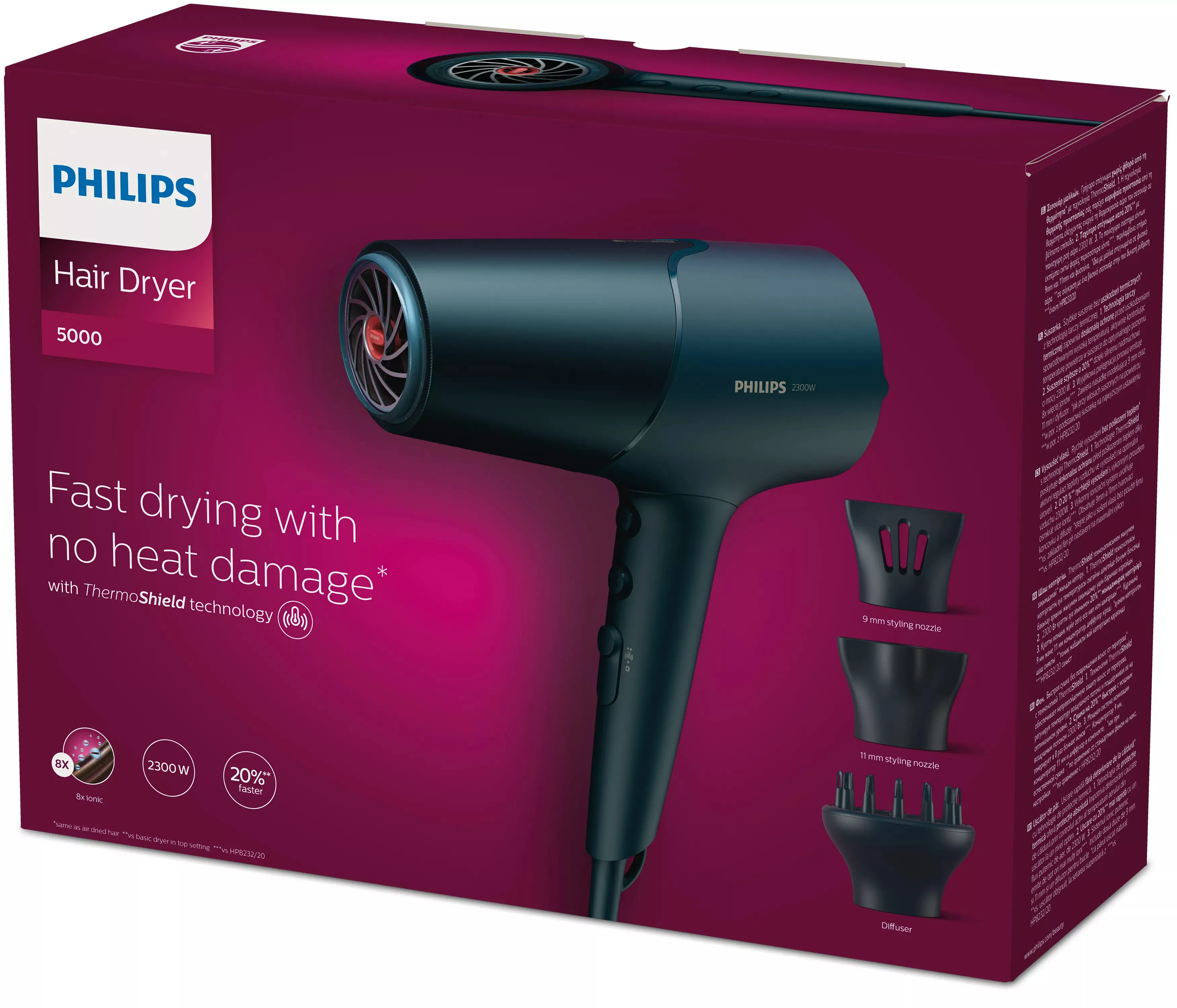 Philips 5000 Series BHD512/20 2300W Hair Dryer, Blue