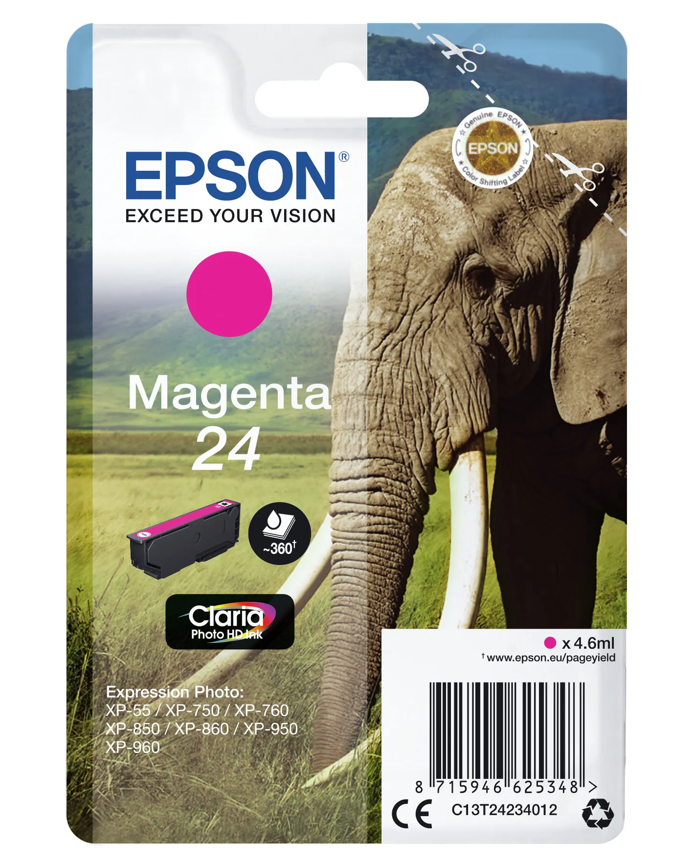 Epson 24 Ink cartridge, 4.6 ml, Magenta