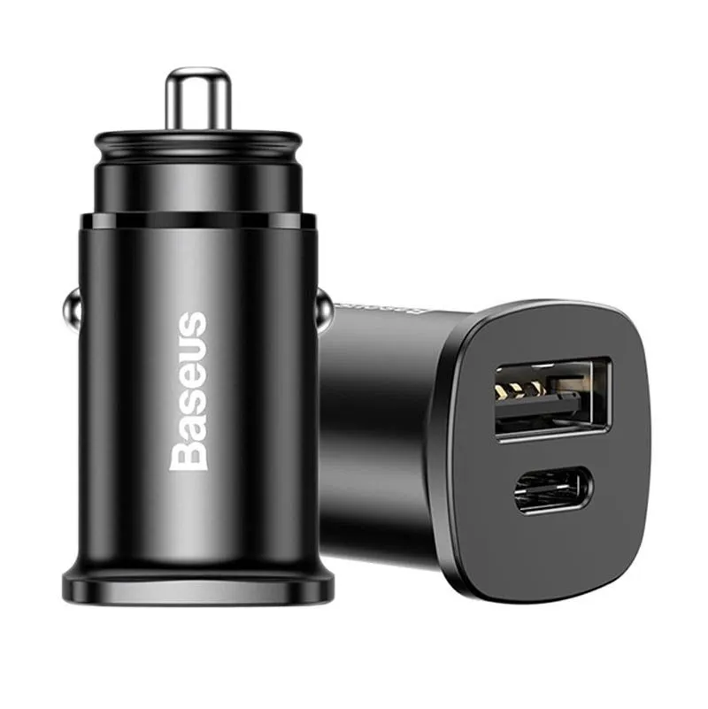 Baseus PPS billladdare med USB och USB-C Uttag, svart