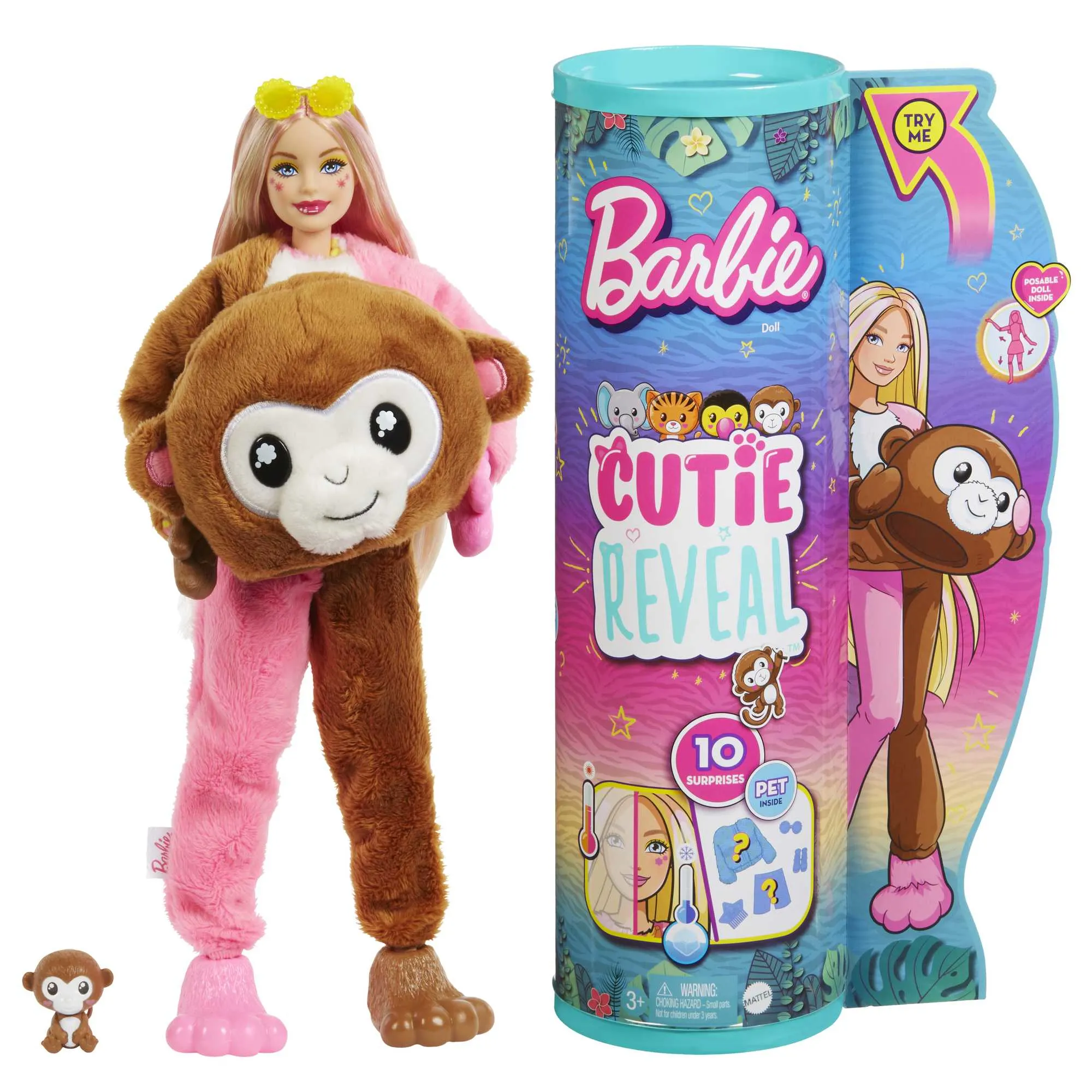Mattel Barbie Cutie Reveal Jungle Series - Monkey, toy figure