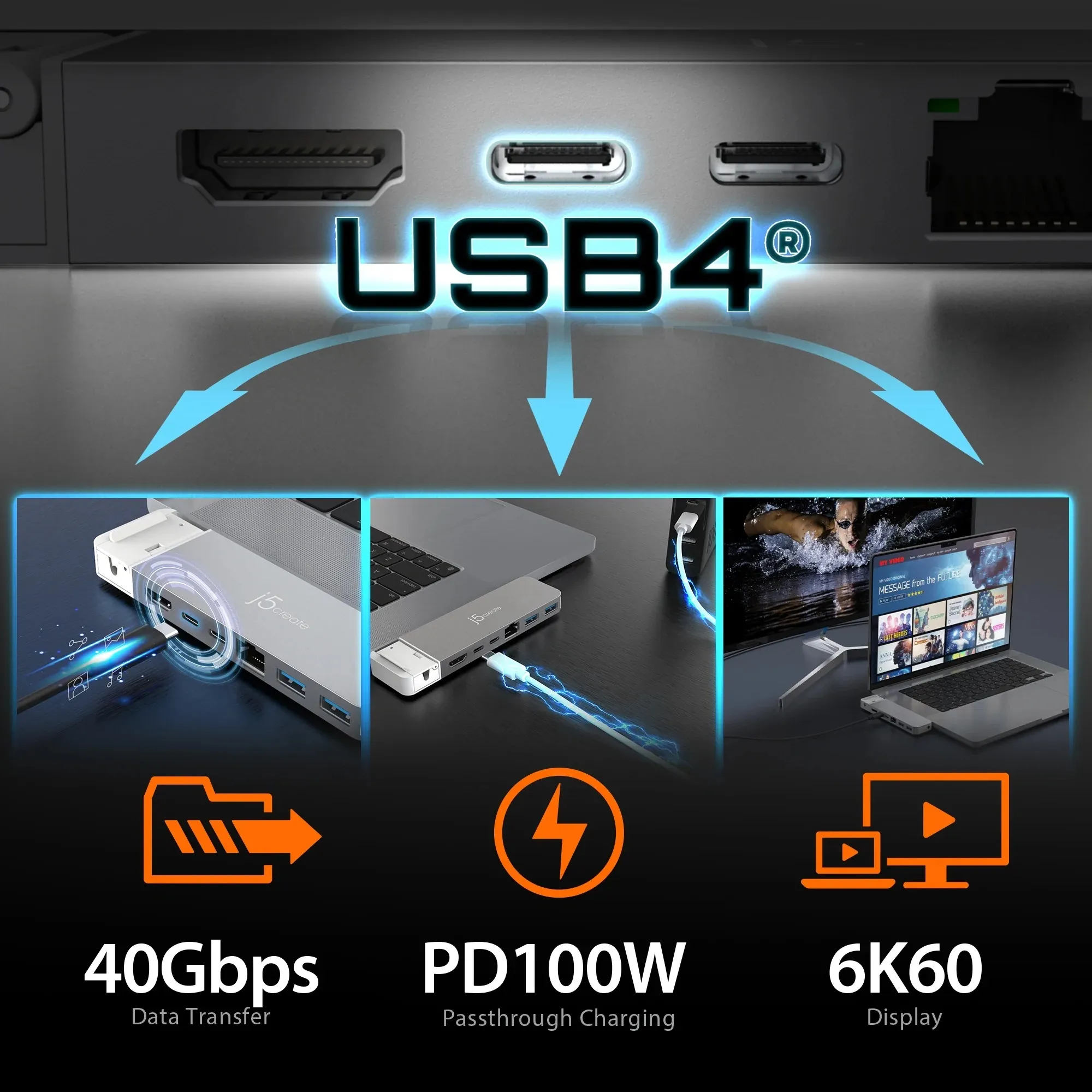 J5 Create 4K60 ELITE PRO USB4 HUB WITH - MAGSAFE KIT SPACE GREY/WHITE