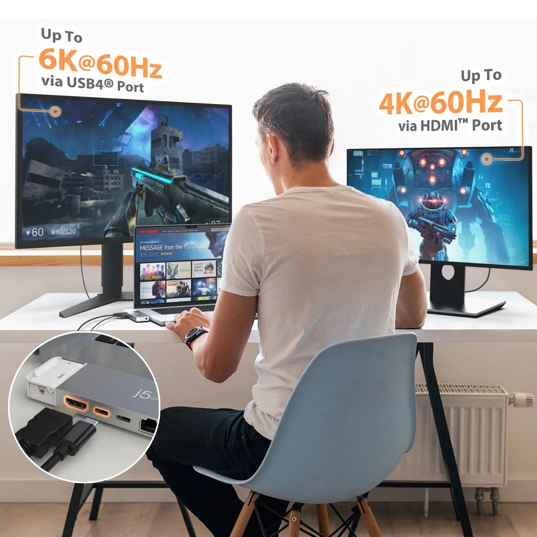 J5 Create 4K60 ELITE PRO USB4 HUB WITH - MAGSAFE KIT SPACE GREY/WHITE