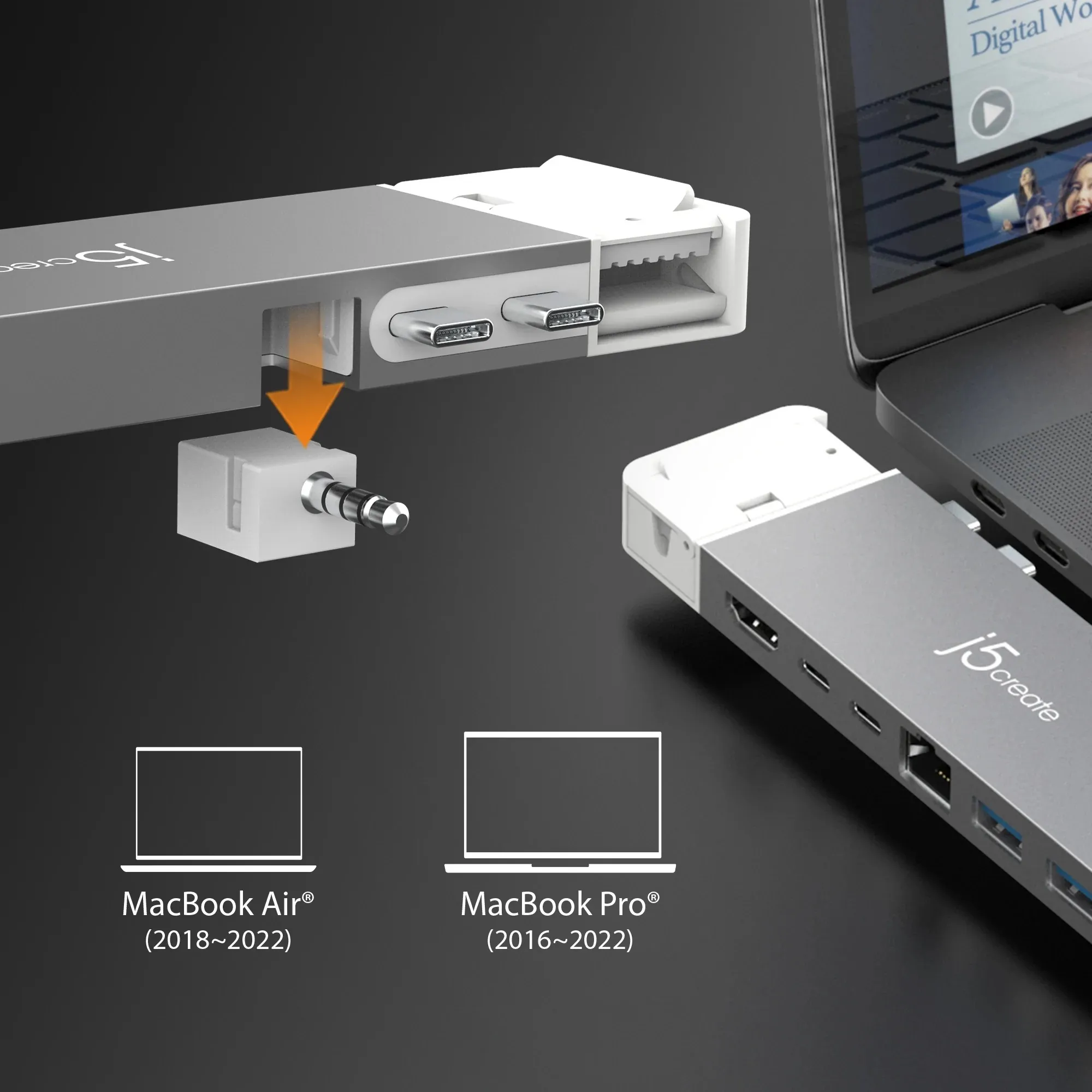J5 Create 4K60 ELITE PRO USB4 HUB WITH - MAGSAFE KIT SPACE GREY/WHITE