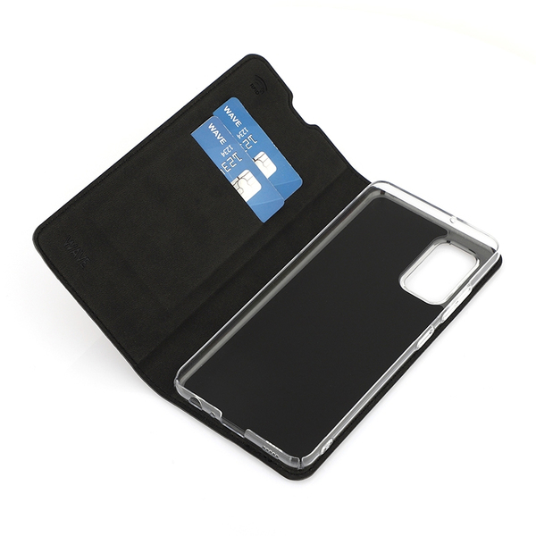 (L&ouml;yt&ouml;nurkka) Wave Book Case, Galaxy A32 -suojakotelo, Musta