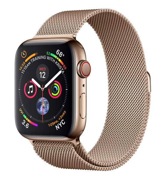 Apple Watch Series 4 GPS + Cellular 44mm, Gold Stainless Steel Case with Gold Milanese Loop