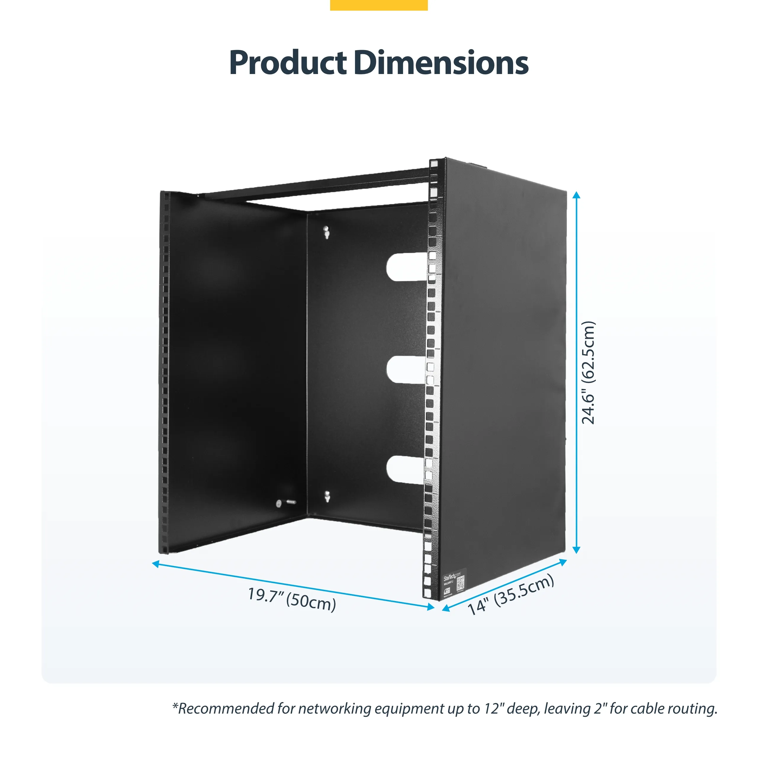 STARTECH.COM 14U Wall Mount Rack 14inch Deep 19inch Network Rack for Patch Panel/Network Equipment 77lb 35kg Weight Capacity
