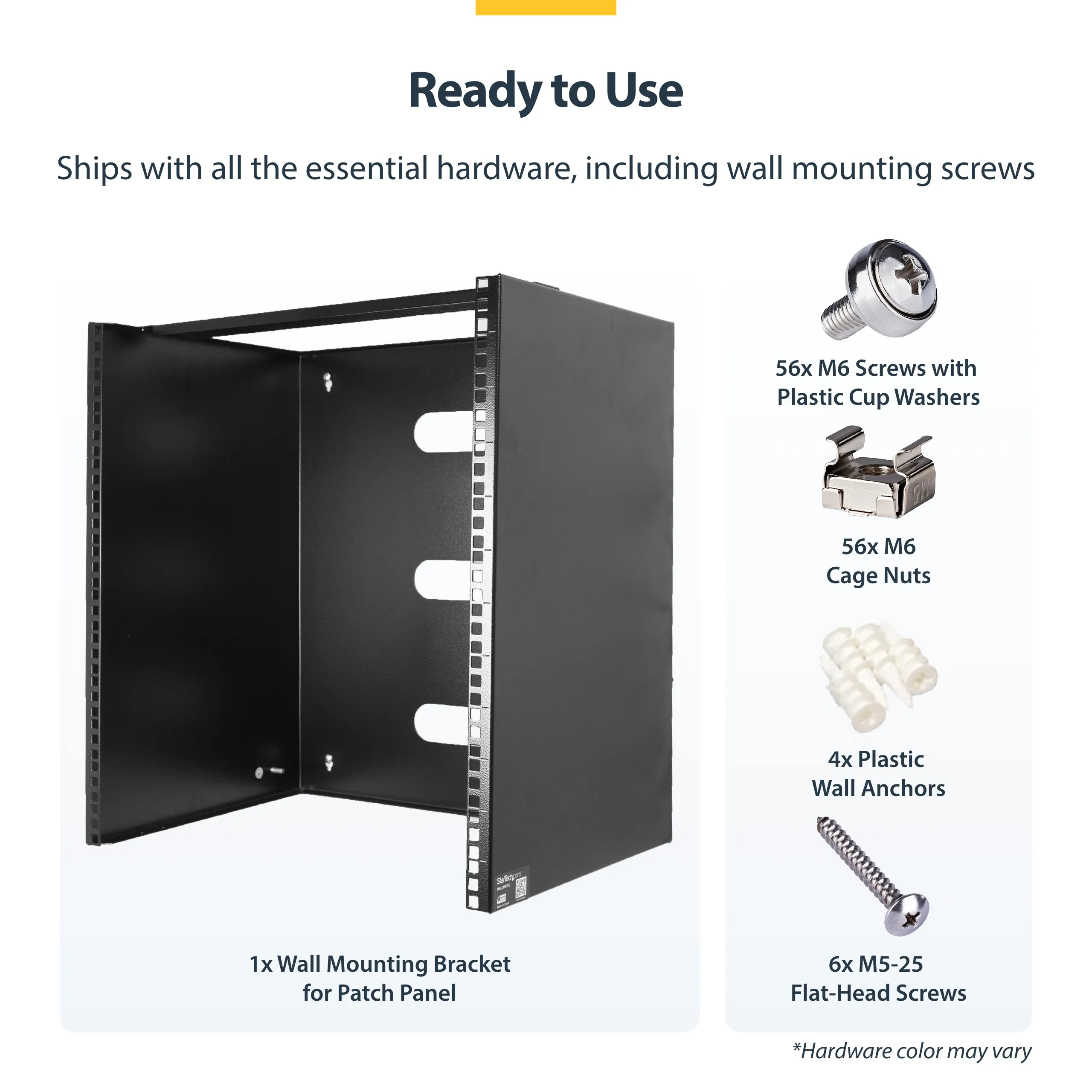 STARTECH.COM 14U Wall Mount Rack 14inch Deep 19inch Network Rack for Patch Panel/Network Equipment 77lb 35kg Weight Capacity