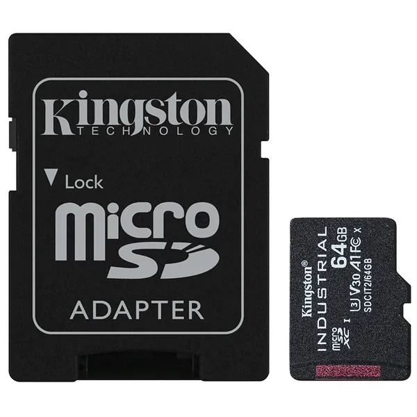 Kingston Industrial C10 A1 64 Gt MicroSDXC -muistikortti + SD-adapteri Kingston Industrial C10 A1 64 Gt MicroSDXC -muistikortti + SD-adapteri
