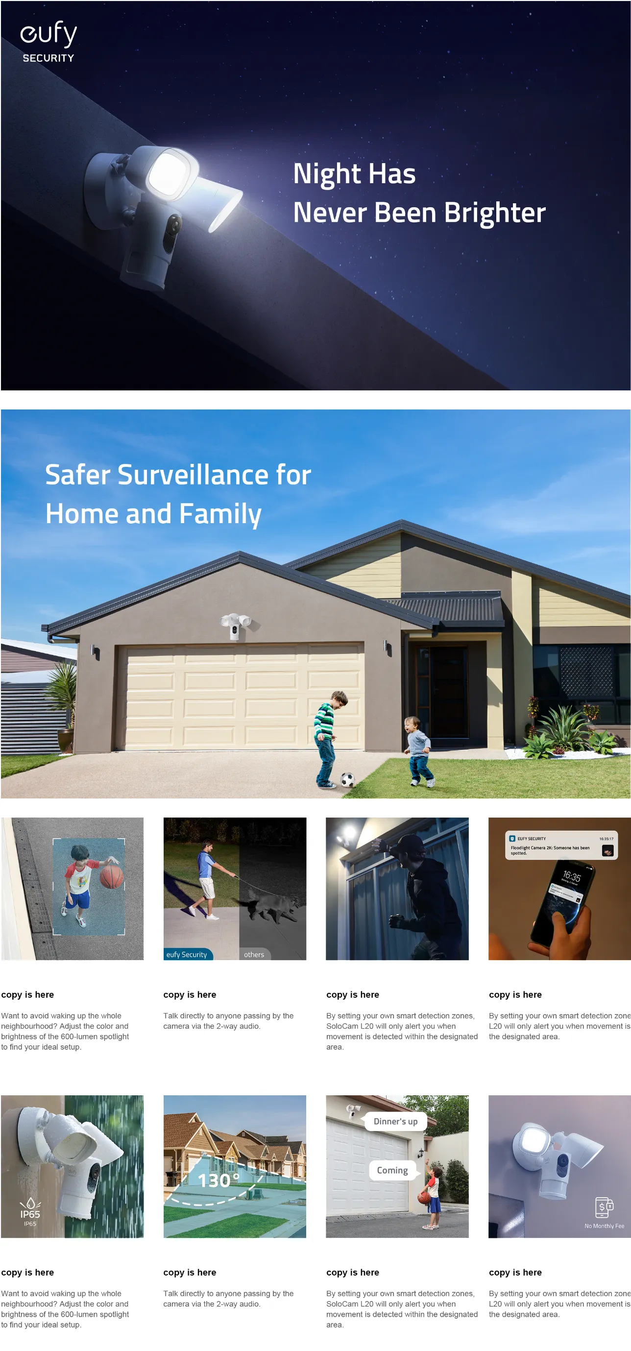 Eufy Security Floodlight Cam 2K - outdoor surveillance camera, white