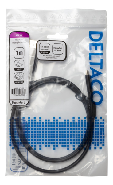 Deltaco USB-C - DisplayPort 1.2 - cable, Black, 1m