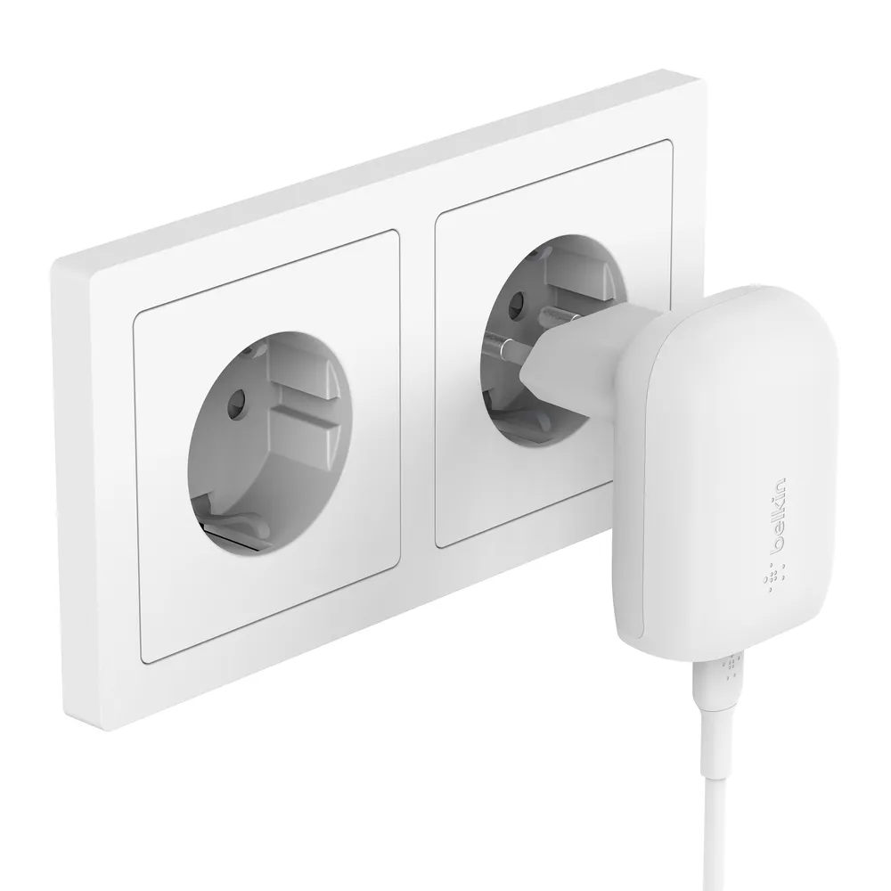 30w USB-C PD PPS Wall Charger, White w/1m PVC C-C cable