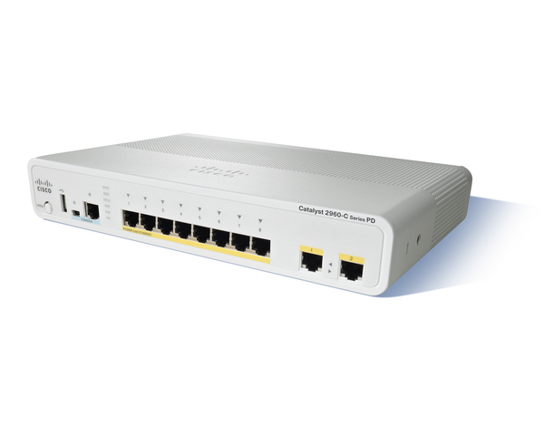 Cisco Catalyst Compact 2960CPD-8PT-L - Kytkin - Hallinnoitu - 8 x 10/100 (PoE) + 2 x 10/100/1000 - ty&ouml;p&ouml;yt&auml; - PoE