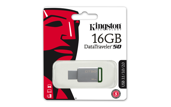 Kingston 16GB DataTraveler 50 USB 3.0 - memory stick, Green/Silver