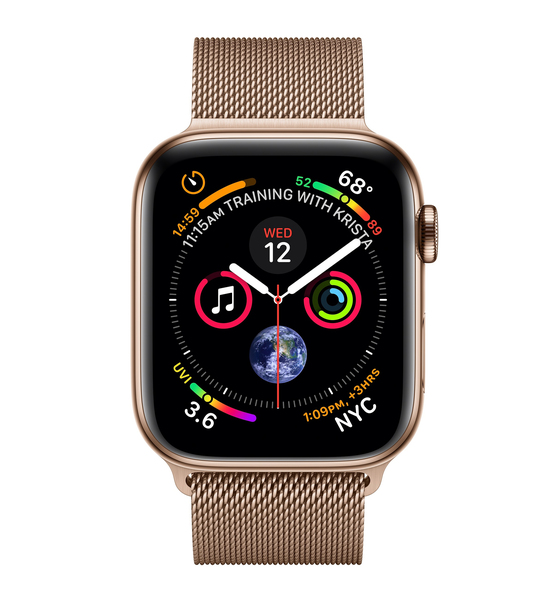 Apple Watch Series 4 GPS + Cellular 44mm, Gold Stainless Steel Case with Gold Milanese Loop